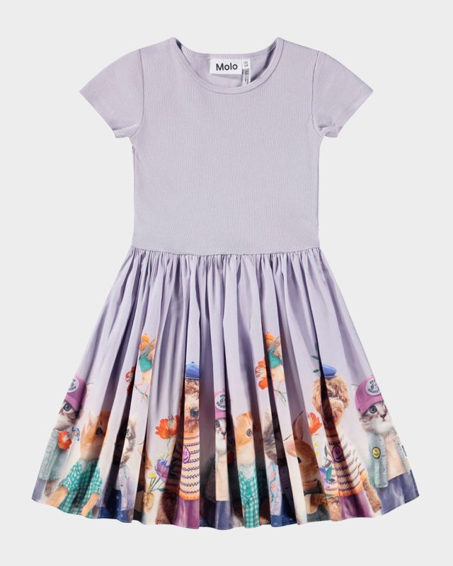 Girl's Cissa Printed Fit & Flare Dress, Size 7